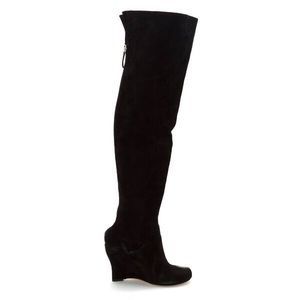LeFenice Black Suede Over the Knee Boots